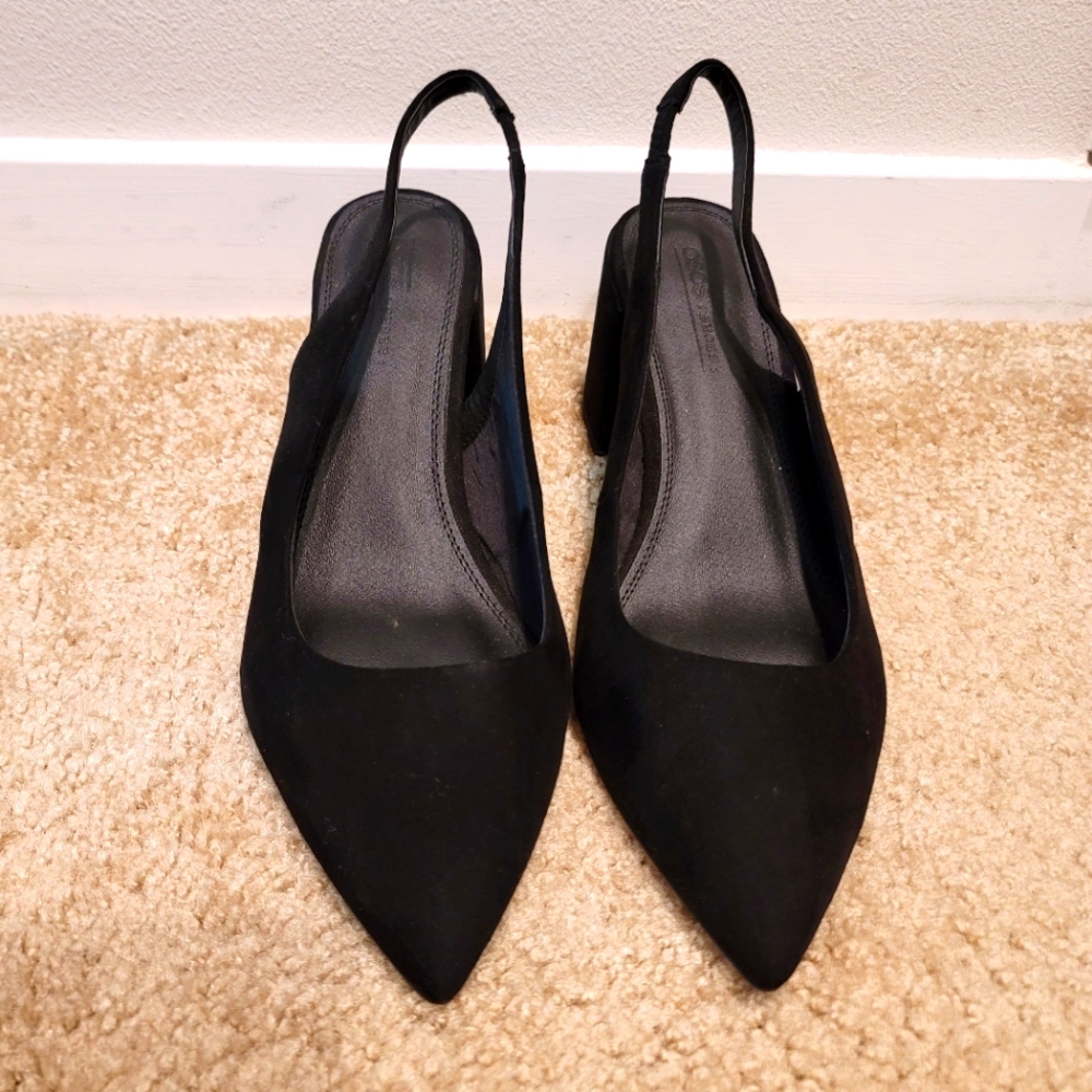 NWT ASOS FAUX SUADE SLING BACK BLOCK HEEL PUMP SIZE 9